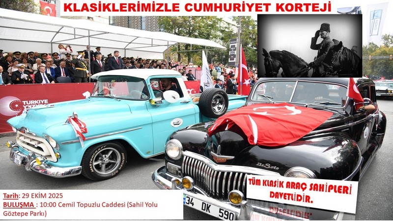 KLASİK OTOMOBİLLERLE CUMHURİYET KORTEJİ